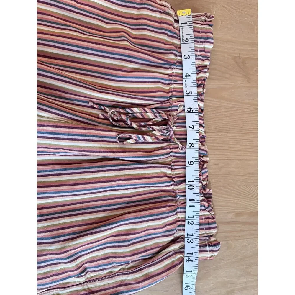 Madewell Womens Drawstring Shorts Pull On Mid Length High Rise Rainbow Stripe S - Picture 7 of 10